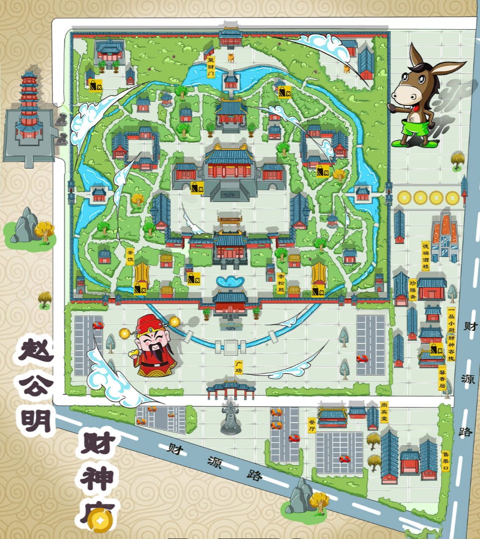 江宁寺庙类手绘地图